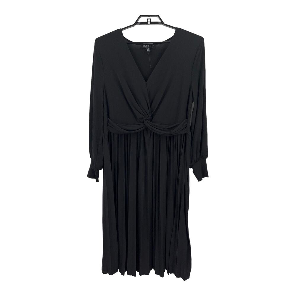 Eloquii Dress Knot Front Pleated skirt black size 18